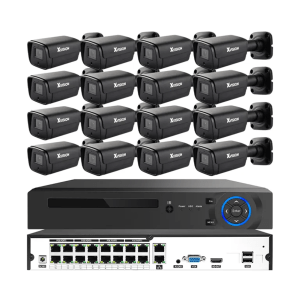Kit de système de caméra IP extérieure 16CH 5MP Wire POE Black Bullet