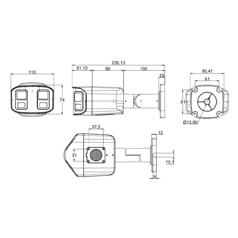 Caméra Bullet Panoramique AI IP PoE à double objectif FOV 180° – Image 3