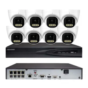 Kit de vidéosurveillance Hikvision NVR, caméra AI ColorVu à tourelle extérieure 8 x 8MP